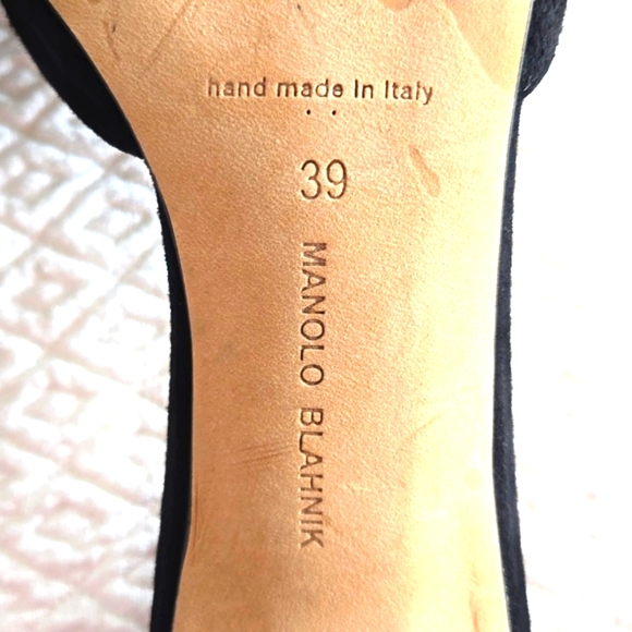 ( MANOLO BLAHNIK ) Open-Toe Designer Suede Heels, EU 39 / US 8.5 - Picture 7 of 7
